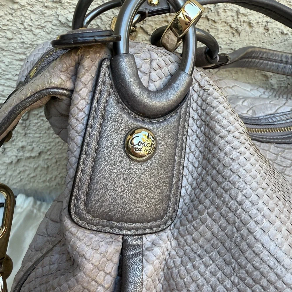 Coach python leather satchel crossbody w/ dust bag - Picture 7 of 16